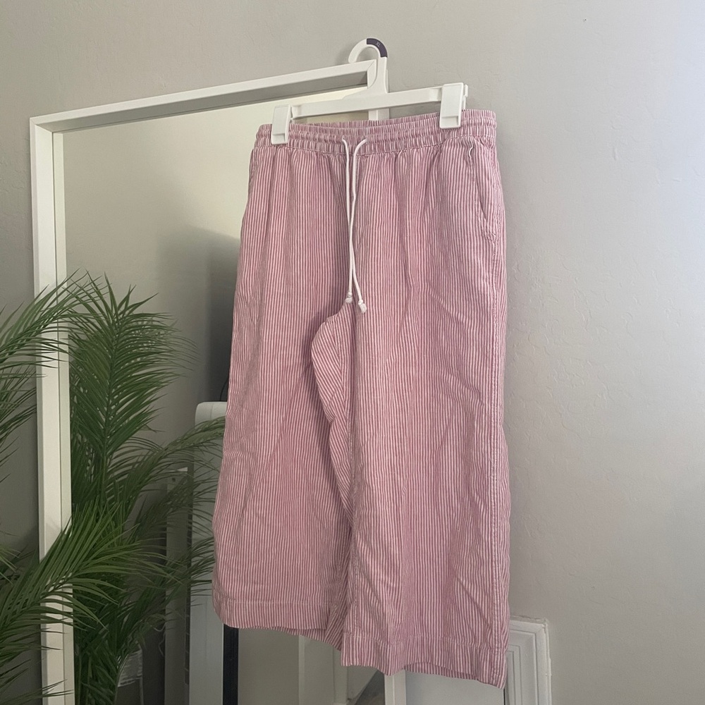 beach lunch lounge linen/cotton blend striped pants